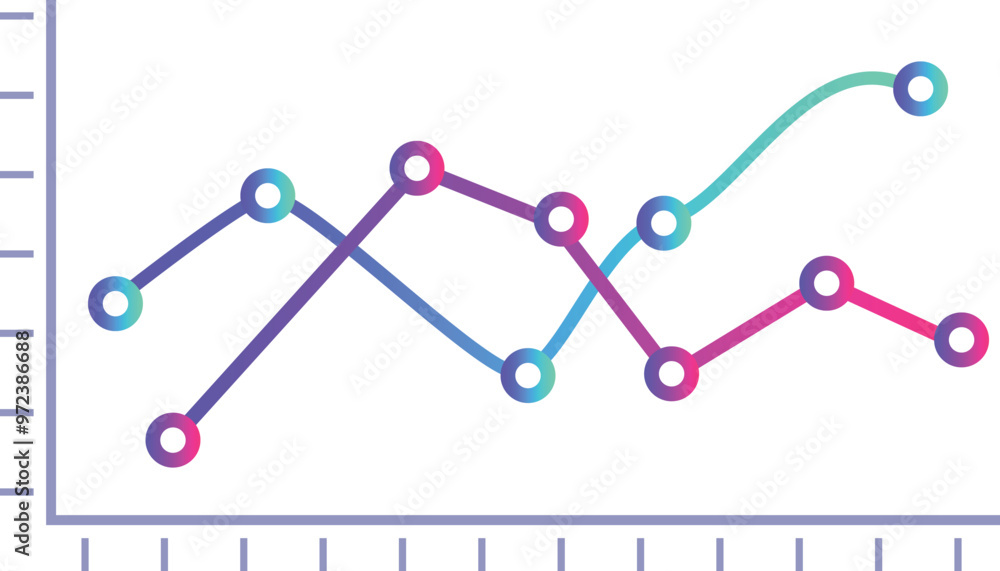 Poster colorful line graph is displaying various data sets over a period of time