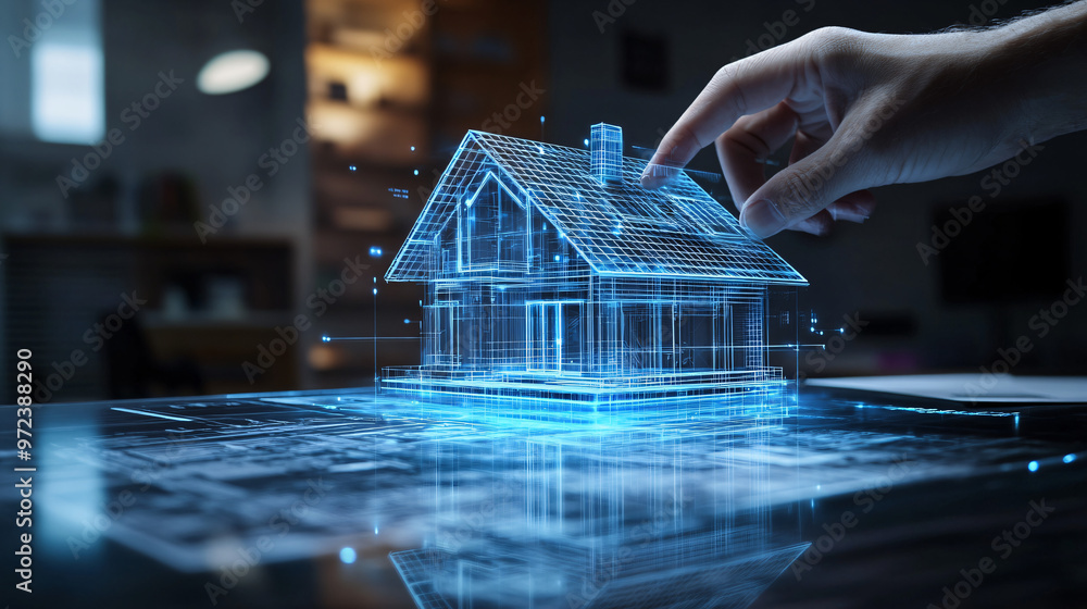 Poster Architect is using a futuristic virtual reality application to design a modern sustainable home