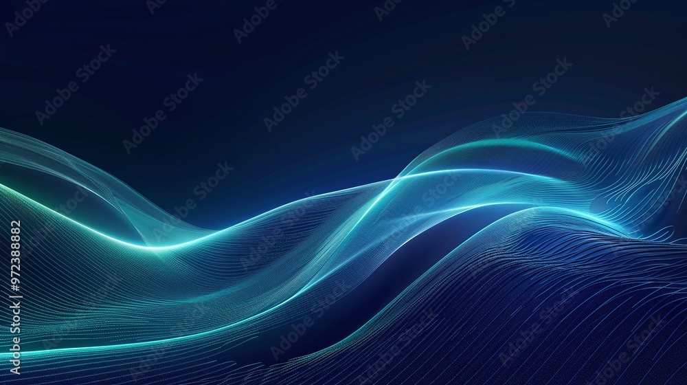 Aufkleber abstract wave pattern with smooth gradients and luminous colors, creating a serene and modern visual