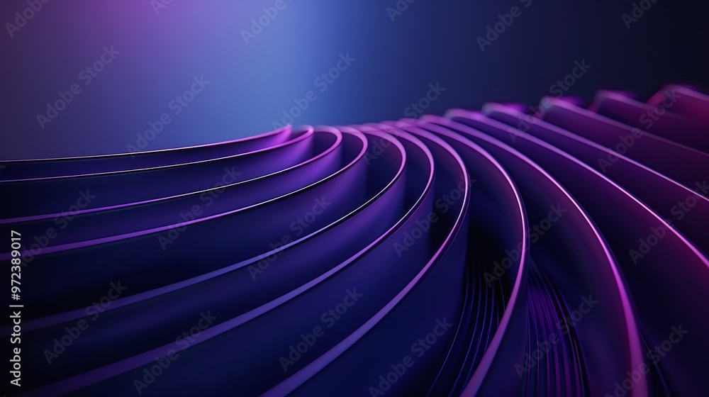 Poster abstract wave pattern with vibrant purple and blue tones, creating a dynamic and modern visual atmos