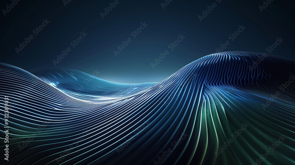 Poster abstract wave patterns create a serene and dynamic visual experience, with flowing lines against a d