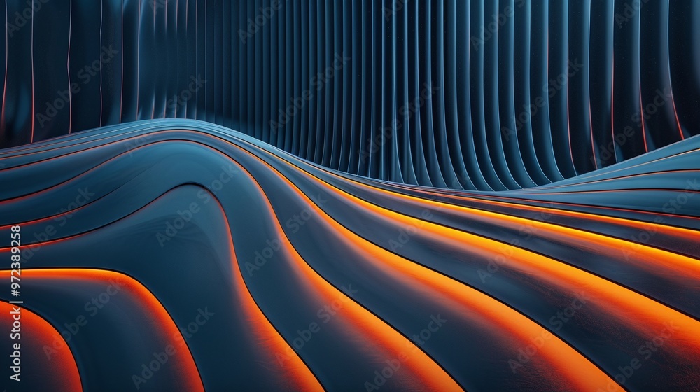 Aufkleber abstract wave patterns in blue and orange create a dynamic visual experience, perfect for background