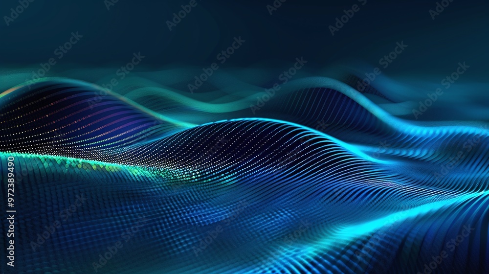 Aufkleber abstract wave patterns in vibrant blue shades, creating a calming and modern digital background.