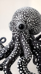 octopus black and white dot art isolated on white background illustration