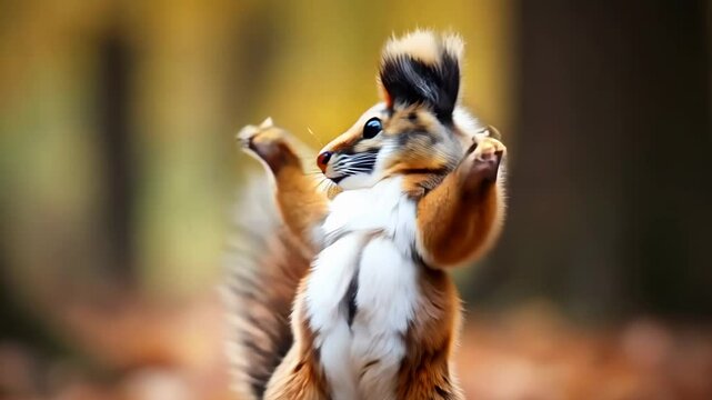 A squirrel dancing in the forest