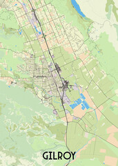 Gilroy, California, USA artistic map poster