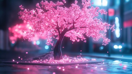 Neon Cherry Blossom Tree