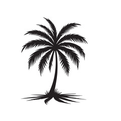 Palm tree vector design. Palm tree silhouette. Palm tree logo, icon, sign. Tropical Palm tree illutration.