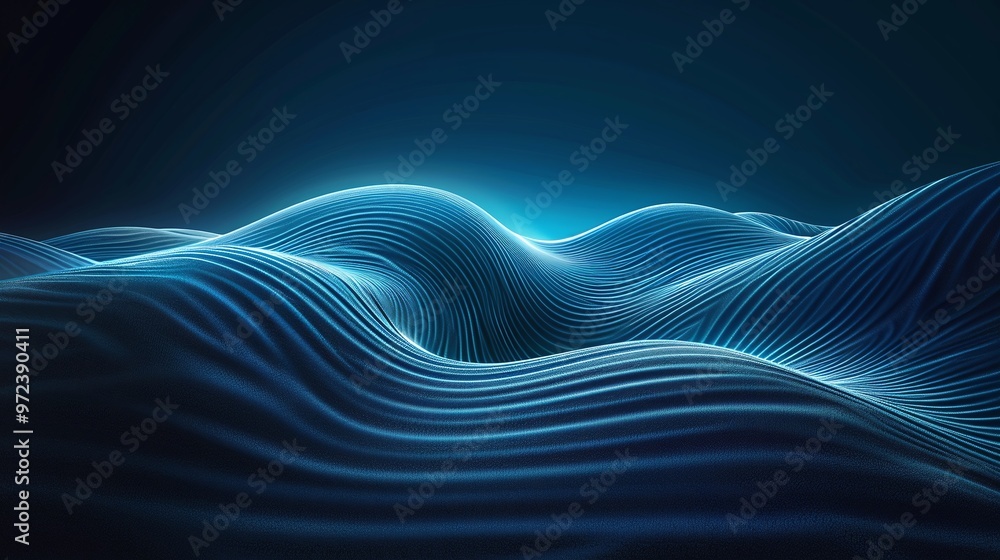 Aufkleber abstract waves in blue light create a soothing and dynamic visual experience, perfect for background