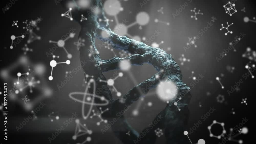 Aufkleber animation of molecular structures rotating over dna helix