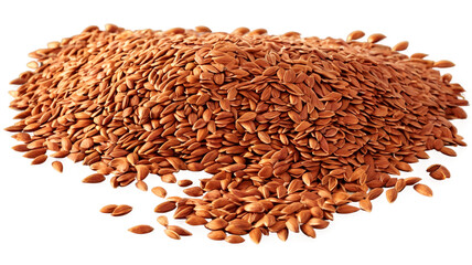 Healthy popular pile of flaxseeds on white or transparent background