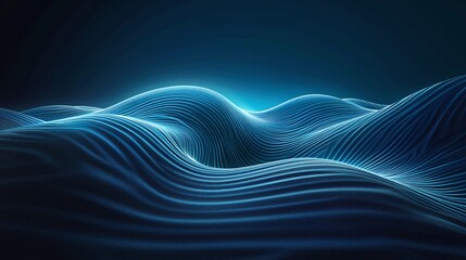 Abstract waves in blue light create a soothing and dynamic visual experience, perfect for backgrounds and digital projects. Product presentation background.