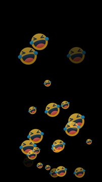 Um v&iacute;deo vertical apresentando um &iacute;cone de rede social com o s&iacute;mbolo "LOL" (Laughing Out Loud), em destaque sobre um fundo negro com transpar&ecirc;ncia (alpha).