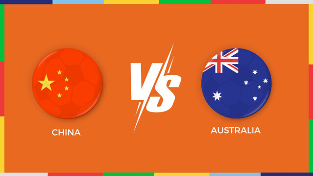 china vs Australia republic flag in circle for sports banner. vector illustrator