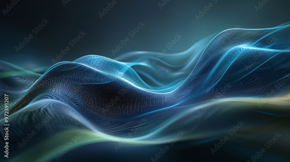 Poster abstract waves in vibrant colors, creating a mesmerizing flow and dynamic movement, suitable for dig