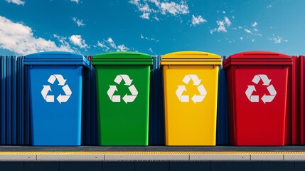 Recycling bins near public transport hubs urban sustainability waste management clean energy focus