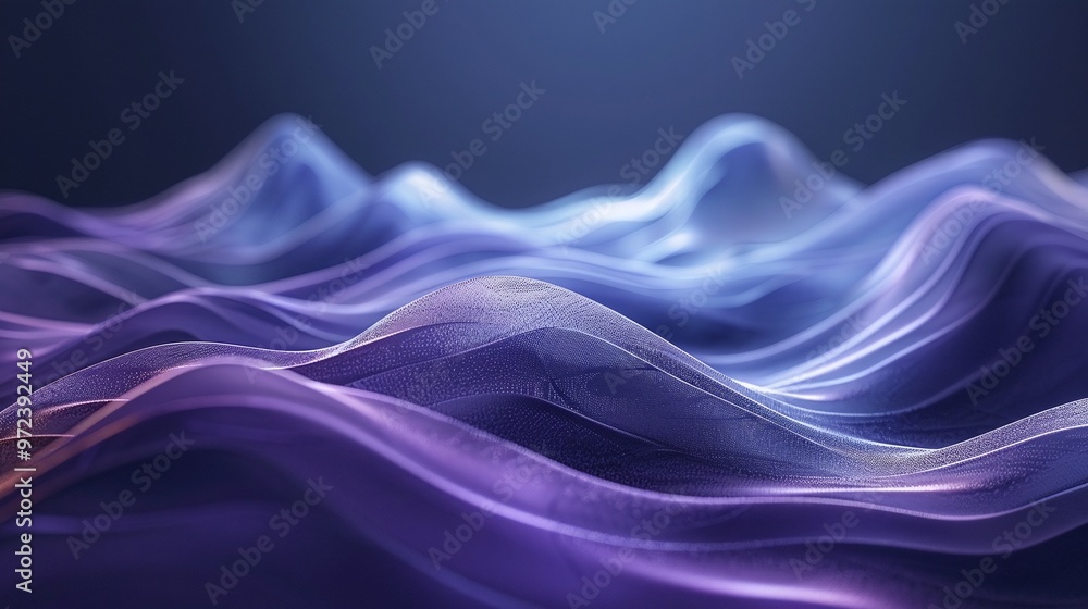 Poster abstract waves of purple and blue create a serene and dynamic visual, ideal for backgrounds and arti