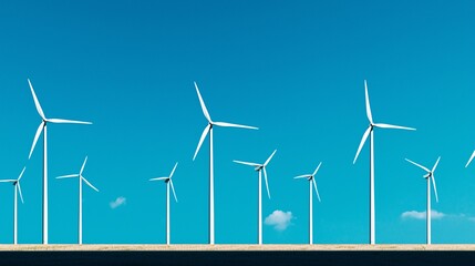 Wind turbines visible from a bustling city skyline renewable energy powering urban areas green design