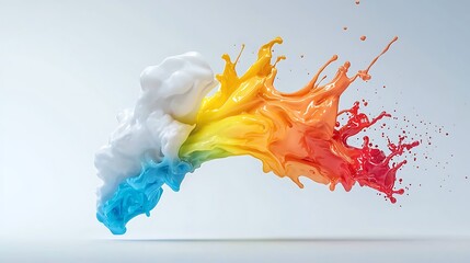 A vibrant advertisement using 3D liquid fonts that appear to drip and flow like paint, adding energy and movement