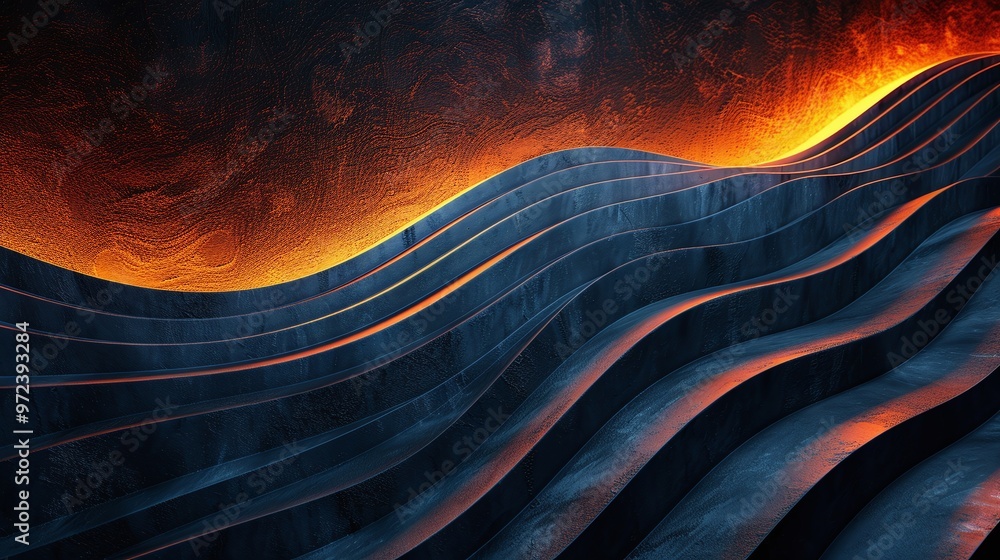 Poster abstract waves with vibrant colors create a dynamic, energetic visual representation of motion and c
