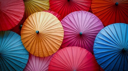 Colourful Parasols on the Beach for Summer Vacation Generative AI
