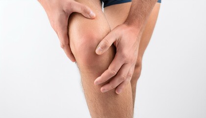 person with hands on knee