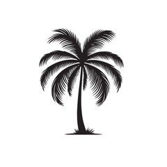 Obraz premium Palm tree vector logo, icon. Palm tree silhouette. Palm tree vector design black and white.