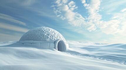 Real snow igloo house in the winter