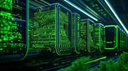 Close-up of electric vehicle fleet in futuristic city solar-powered infrastructure renewable energy efficient public transport green urban planning