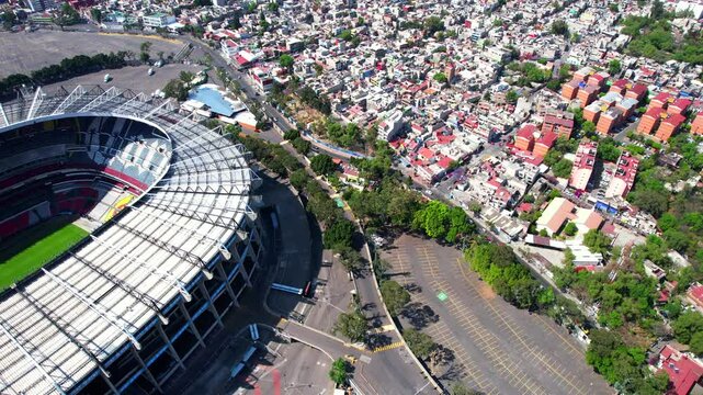 Tilt up of the colonies that are around the Aztec stadium