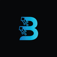 B tech logo, Letter B technology and innovation logo design template