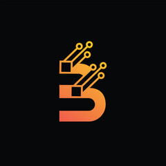 B tech logo, Letter B technology and innovation logo design template