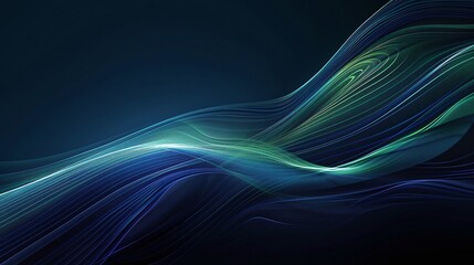 Obraz premium Dynamic abstract background featuring flowing lines in shades of blue and green, creating a sense of movement and depth. Product presentation background.