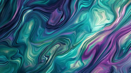 Obraz premium Mesmerizing abstract background with swirling blue, green, purple colors creating a marbled effect, perfect for digital illustrations or wallpapers