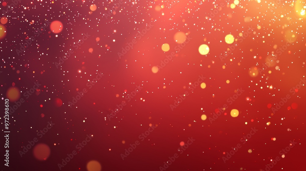 Poster abstract red background with floating golden particles and bokeh is perfect for any project that nee