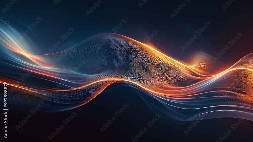 Poster dynamic abstract waves of light in orange and blue tones create a mesmerizing visual experience and 