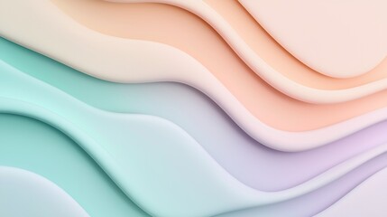 Obraz premium Soft, undulating forms in a soothing palette of pastel colors create a calming and elegant abstract background, perfect for a wide range of design projects