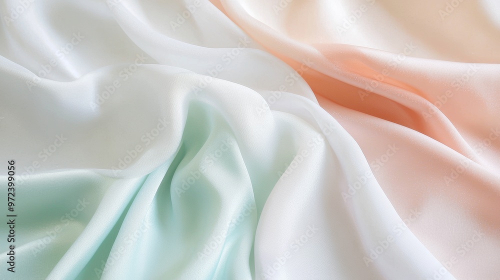 Poster smooth and delicate pastel-colored fabric flowing and forming elegant folds, creating a luxurious an
