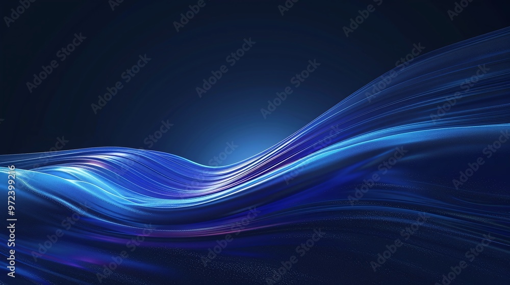 Poster dynamic blue wave abstract background with smooth gradients, creating a serene atmosphere for use in
