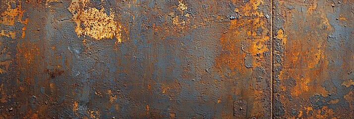 Rusty metal, corroded and varying in color from orange, brown and grey, creates a rough and aged surface