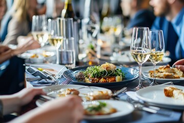 Strategic Networking Lunch with Business Leaders Sharing Insights.