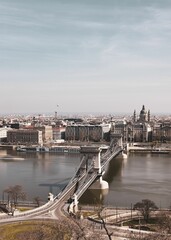 Fototapeta premium Aerial view of Chain Bridge in Budapest.