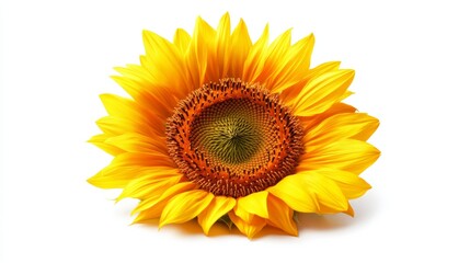 Fototapeta premium Close Up of a Bright Yellow Sunflower on White Background