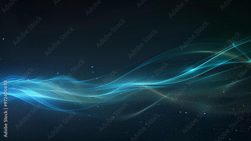 Poster elegant abstract light waves in blue and green hues, creating a mesmerizing visual effect for backgr
