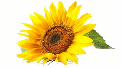 Bright Yellow Sunflower Isolated on White Background