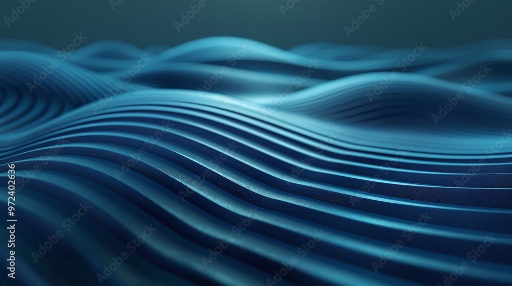 Poster rippling waves in deep blue tones create a serene and calming atmosphere, perfect for nature and abs