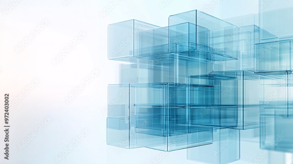Poster a conceptual image featuring glassmorphism elements like floating glass panels with blurred edges an
