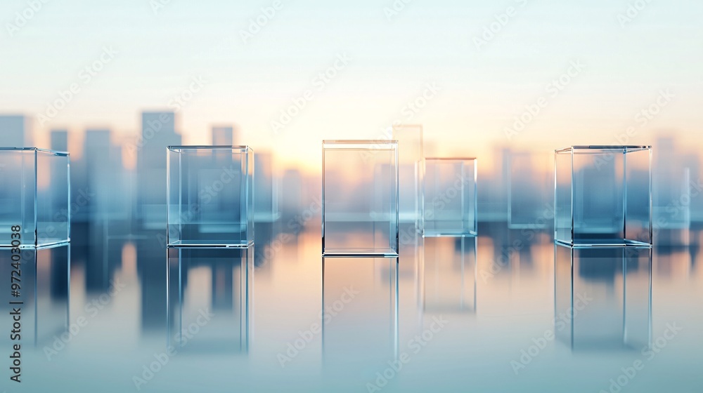 Aufkleber a conceptual image featuring glassmorphism elements like floating glass panels with blurred edges an
