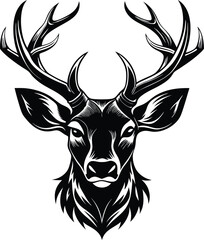 deer head black vector illustration silhouette, Print