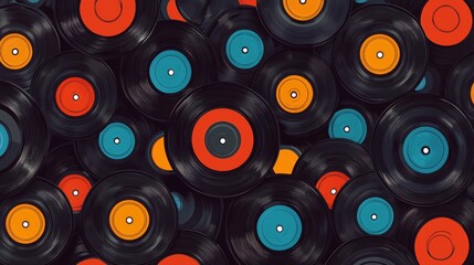 Retro Vintage Vinyl Records Background for Music Lovers and DJs Generative AI